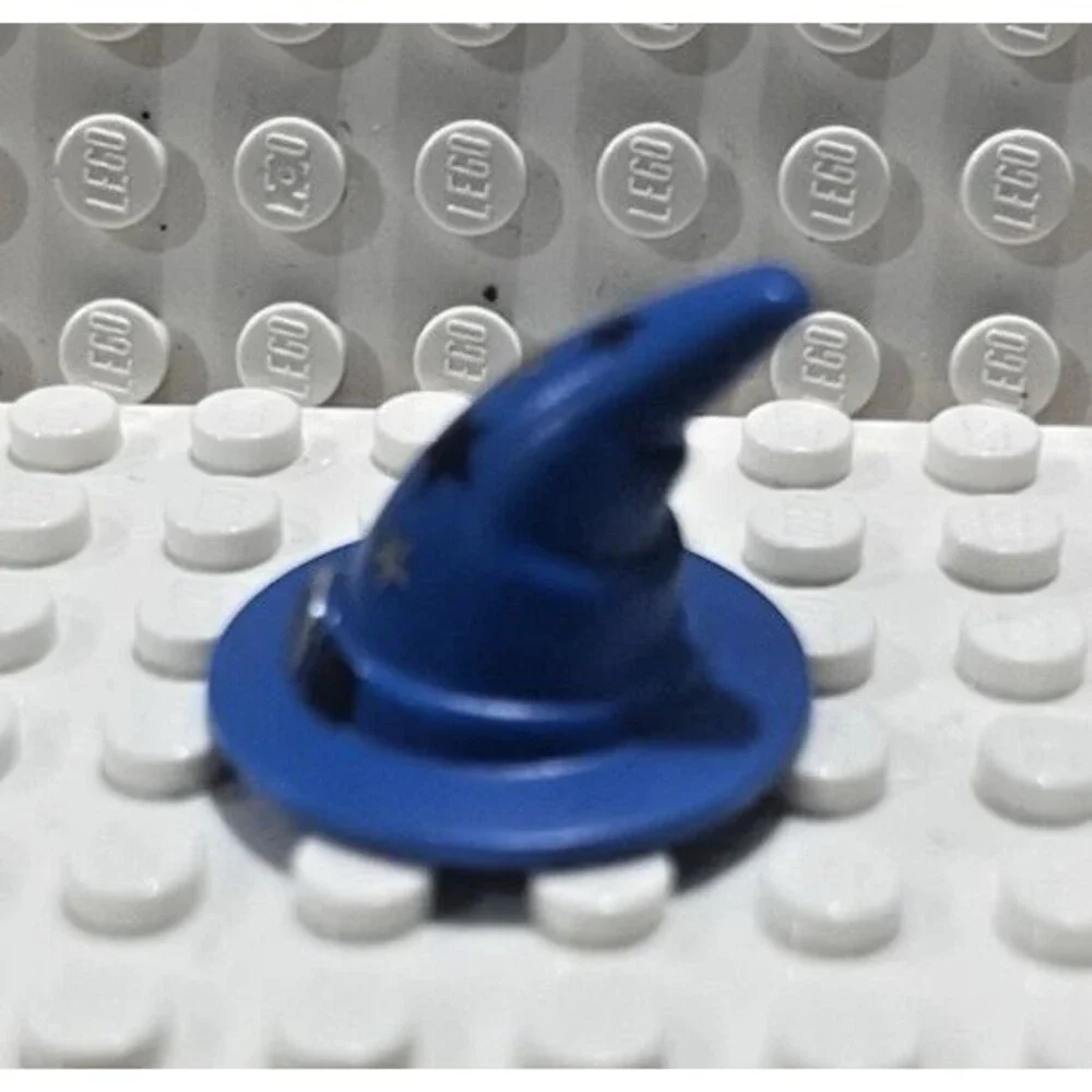 Lego Minifigure Wizard/Witch Hat With Silver Buckle And Stars